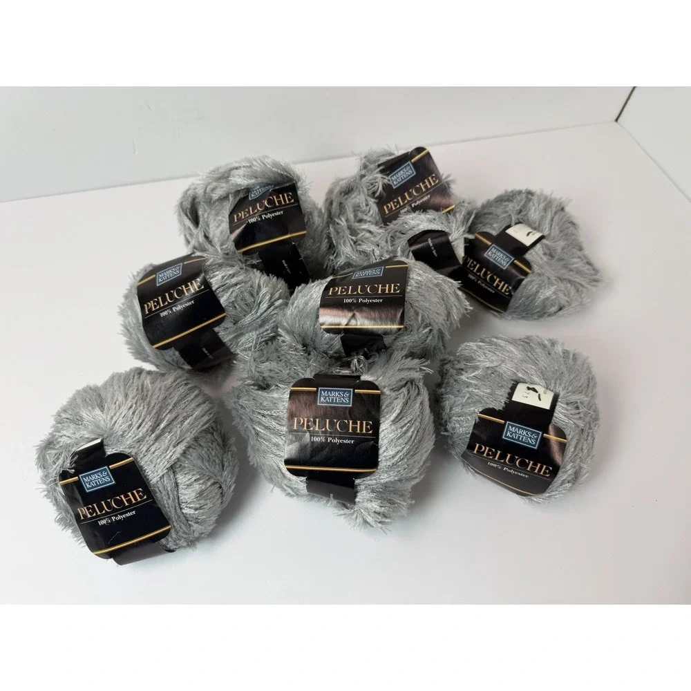 Peluche Marks & Kattens Eyelash Fur Yarn 100% Polyester Gray Lot Of 8